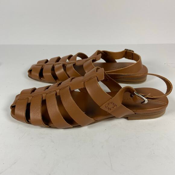 Jenni Kayne Leather Lake Sandal Fisherman Style Square Toe Brown  41 / US 11 - Picture 2 of 10